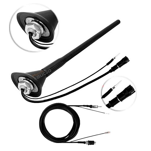 Antena Teto Amplificada 60º Gol G5 G6 Voyage G5 e Fox Com Cabo Conector Raku