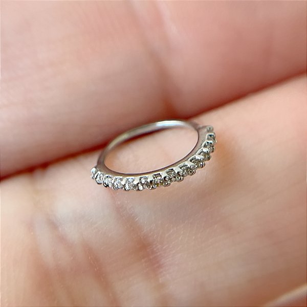 PIERCING NARIZ ARGOLINHA AÇO 316L 8MM ZIRCÔNIA FOLHEADO A RÓDIO SEMIJOIA PARA ATUALIZAÇÃO⭐️