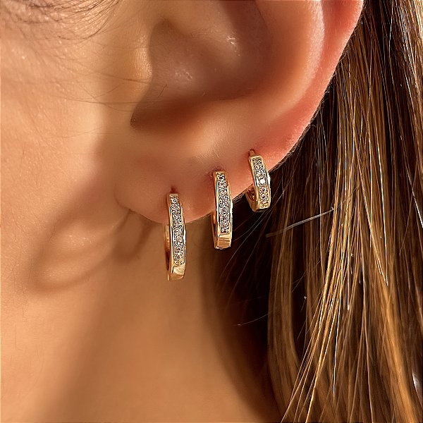 BRINCO KIT ARGOLINHAS ZIRCÔNIAS ESTHER BIJU