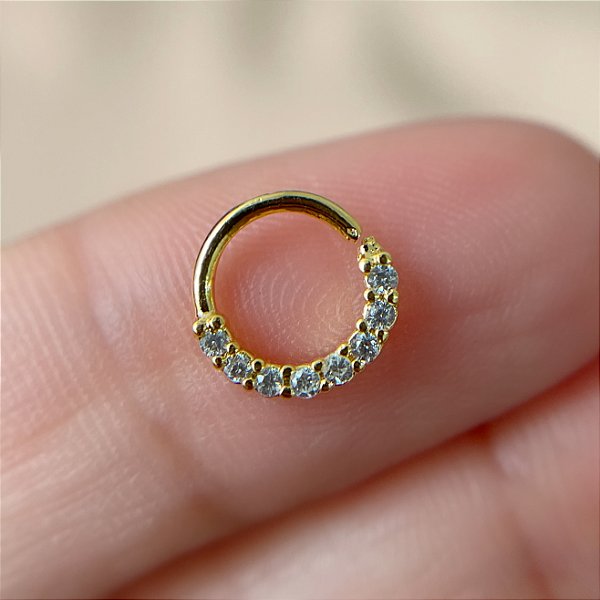 PIERCING SEPTO/ DAITH/ ROOK ARGOLA ZIRCÔNIAS 6MM FOLHEADO A OURO 18K SEMIJOIA PARA ATUALIZAÇÃO⭐️