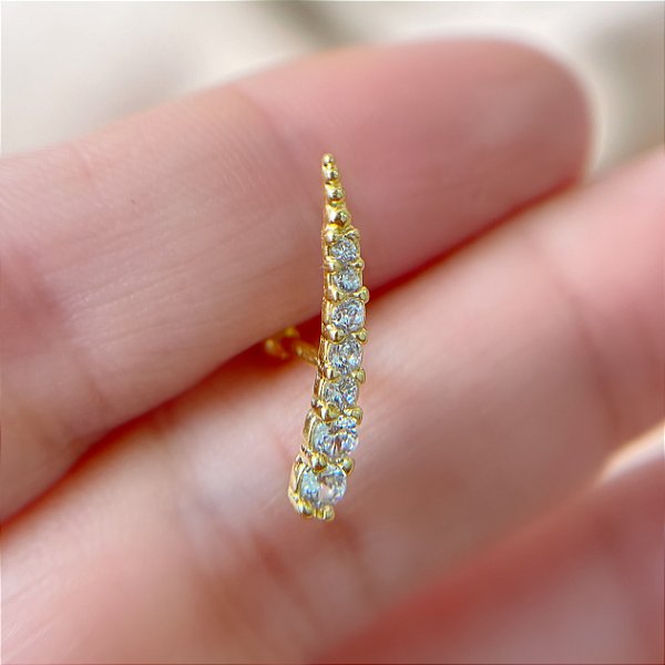 PIERCING CARTILAGEM ZIRCÔNIAS CRESCENTES 6MM AÇO 316L FOLHEADO A OURO 18K SEMIJOIA PARA ATUALIZAÇÃO⭐️