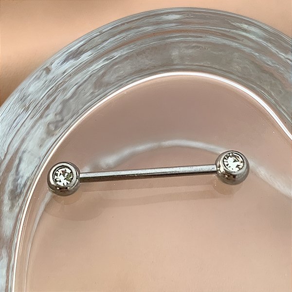 PIERCING RETO BÁSICO / MAMILO ZIRCÔNIAS AÇO 316L 15MM PARA PERFURAÇÃO⭐️