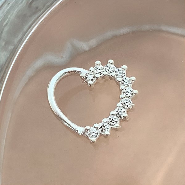 PIERCING CARTILAGEM CORAÇÃO LATERAL ZIRCÔNIAS PRATA 925 8MM SEMIJOIA PARA ATUALIZAÇÃO ⭐️