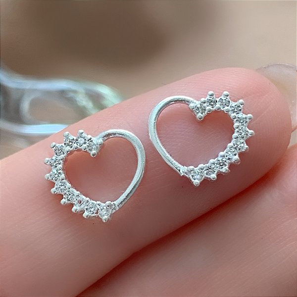 PIERCING CARTILAGEM CORAÇÃO LATERAL ZIRCÔNIAS PRATA 925 8MM SEMIJOIA PARA ATUALIZAÇÃO ⭐️