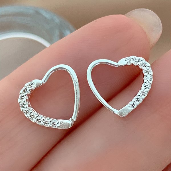 PIERCING CARTILAGEM CORAÇÃO LATERAL ZIRCÔNIAS PRATA 925 8MM SEMIJOIA PARA PERFURAÇÃO E ATUALIZAÇÃO ⭐️