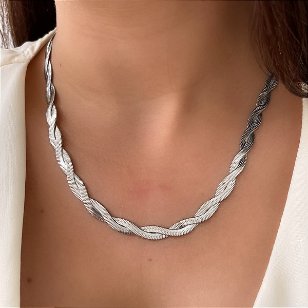 COLAR FITA FINA CRUZADA AÇO 316L⭐️