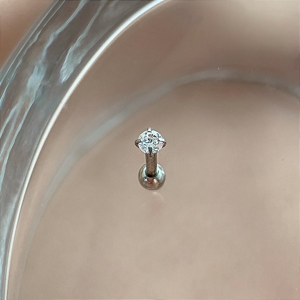 PIERCING TRÁGUS / CARTILAGEM PONTO DE LUZ CLÁSSICO 6MM HASTE AÇO 316L FOLHEADO A RÓDIO SEMIJOIA PARA ATUALIZAÇÃO⭐️