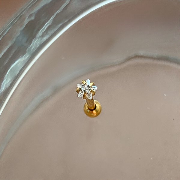 PIERCING TRÁGUS / CARTILAGEM PONTO DE LUZ ESTRELA 8MM HASTE AÇO 316L FOLHEADO A OURO 18K SEMIJOIA PARA ATUALIZAÇÃO⭐️