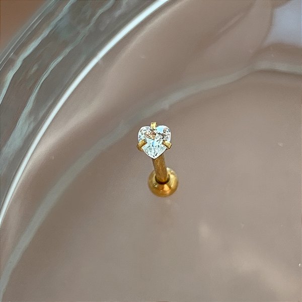 PIERCING TRÁGUS / CARTILAGEM PONTO DE LUZ CORAÇÃO 8MM HASTE AÇO 316L FOLHEADO A OURO 18K SEMIJOIA PARA ATUALIZAÇÃO⭐️