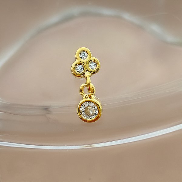PIERCING TRÁGUS / CARTILAGEM TRIO BOLINHAS PINGENTE ZIRCÔNIA 6MM HASTE AÇO 316L FOLHEADO A OURO 18K SEMIJOIA PARA ATUALIZAÇÃO⭐️