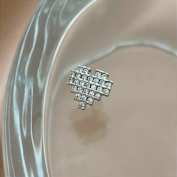 PIERCING CARTILAGEM CORAÇÃO ZIRCÔNIAS 6MM HASTE AÇO 316L FOLHEADO A RÓDIO SEMIJOIA PARA ATUALIZAÇÃO⭐️