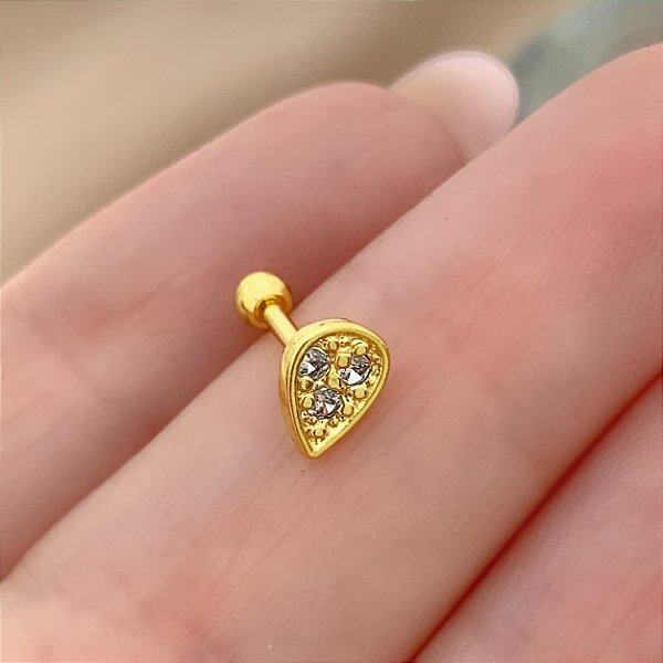 PIERCING CARTILAGEM GOTA ZIRCÔNIAS 6MM AÇO 316L FOLHEADO A OURO 18K SEMIJOIA PARA ATUALIZAÇÃO⭐️