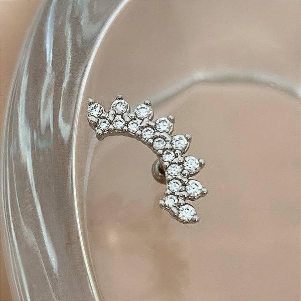 PIERCING CARTILAGEM FILEIRA DUPLA ZIRCÔNIAS 6MM HASTE AÇO 316L FOLHEADO A RÓDIO SEMIJOIA PARA ATUALIZAÇÃO⭐️