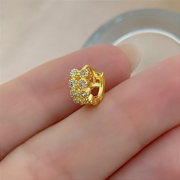 PIERCING CARTILAGEM ARGOLINHA FILEIRAS BOLINHAS ZIRCÔNIAS 6MM AÇO 316L FOLHEADO A OURO 18K SEMIJOIA PARA ATUALIZAÇÃO⭐️