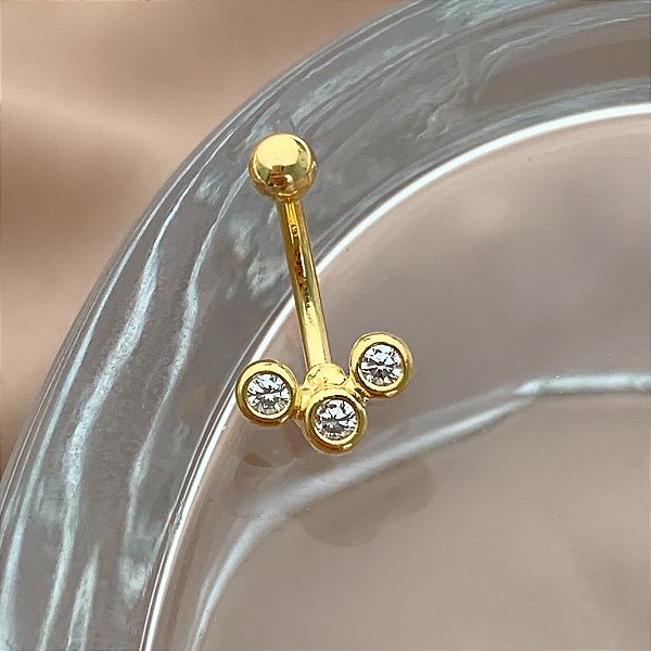 PIERCING ÍNTIMO TRIO BOLINHAS ZIRCÔNIAS 8MM AÇO 316L FOLHEADO A OURO 18K SEMIJOIA PARA ATUALIZAÇÃO⭐️