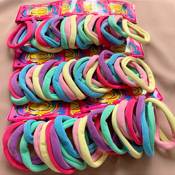 ELÁSTICO KIT PARA CABELOS COLORIDO G COM 72 UNIDADES