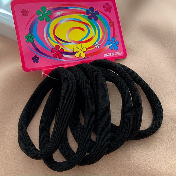 ELÁSTICO KIT PARA CABELOS PRETO M COM 6 UNIDADES