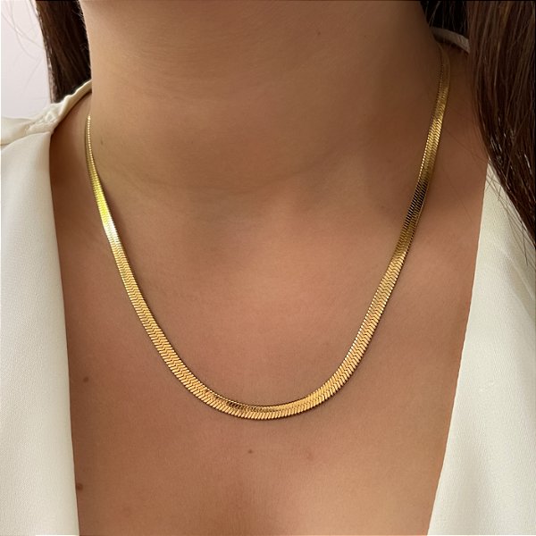 COLAR FITA FINA 4MM DOURADO AÇO 316L⭐️