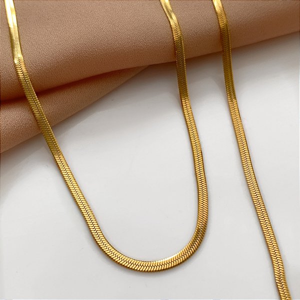 COLAR FITA FINA 3MM DOURADO AÇO 316L⭐️