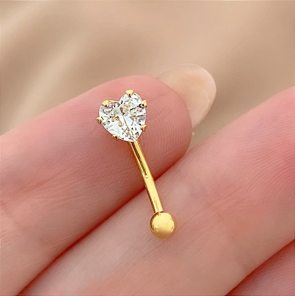 PIERCING ÍNTIMO CORAÇÃO DELICADO ZIRCÔNIA 8MM AÇO 316L FOLHEADO A OURO 18K SEMIJOIA PARA ATUALIZAÇÃO⭐️