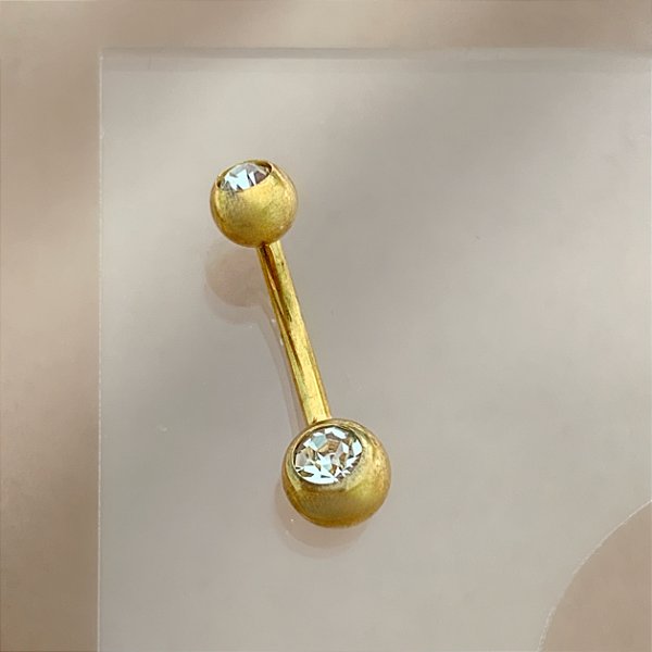 PIERCING UMBIGO BOLINHAS PEDRAS ZIRCÔNIAS 10MM HASTE AÇO 316L DOURADO SEMIJOIA PARA ATUALIZAÇÃO⭐️