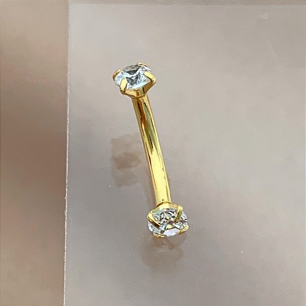PIERCING BANANA PEDRAS ZIRCÔNIAS 10MM AÇO 316L FOLHEADO A OURO 18K SEMIJOIA PARA ATUALIZAÇÃO⭐️