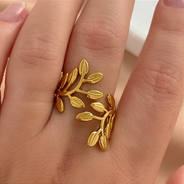ANEL REGULÁVEL RAMINHOS DOURADO AÇO 316L⭐️
