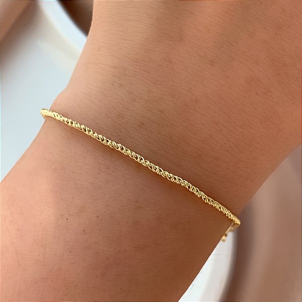 PULSEIRA CORRENTE TORCIDA FINA DELICADA FOLHEADO A OURO⭐
