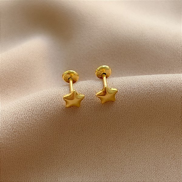 BRINCO ESTRELA TARRAXA BABY FOLHEADO A OURO 18K⭐