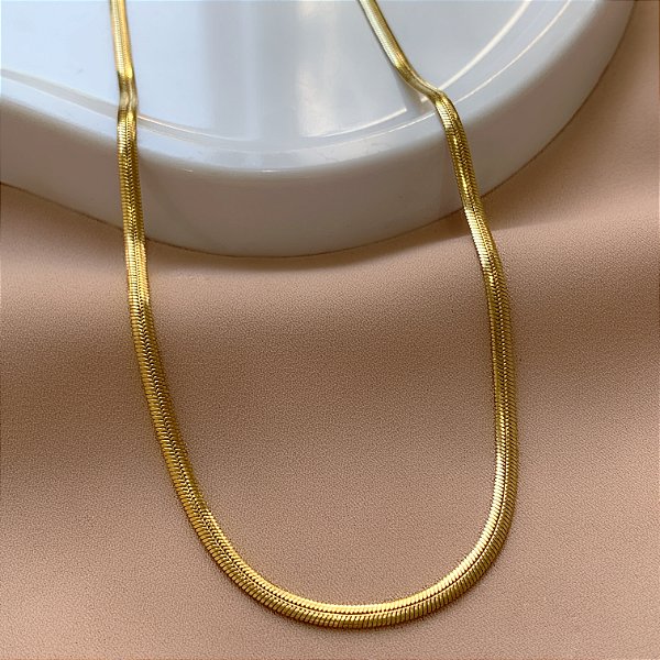 COLAR CORRENTE COBRA 4MM DOURADO AÇO 316L⭐️
