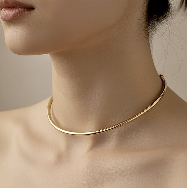 COLAR ARO FIO TUBO FOLHEADO A OURO 18K⭐️