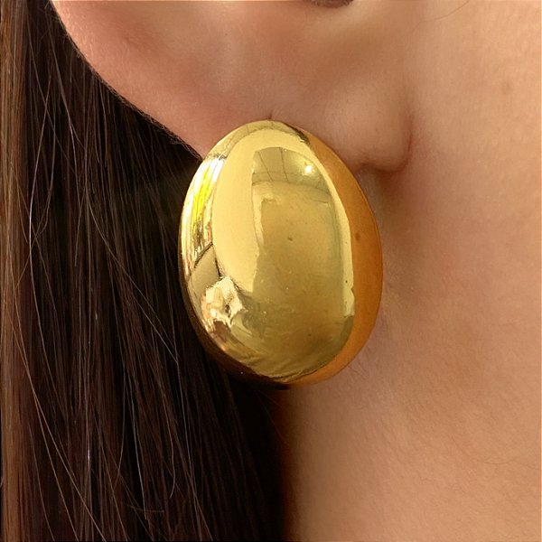 BRINCO OVAL LISO DOURADO AÇO 316L⭐️