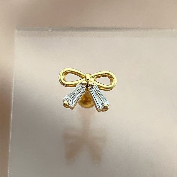 PIERCING CARTILAGEM/TRÁGUS LACINHO ZIRCÔNIAS 6MM HASTE AÇO 316L FOLHEADO A OURO 18K SEMIJOIA PARA ATUALIZAÇÃO⭐️