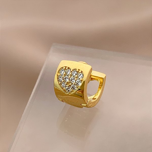 PIERCING CARTILAGEM ARGOLINHA CORAÇÃO ZIRCÔNIAS 6MM AÇO 316L FOLHEADO A OURO 18K SEMIJOIA PARA ATUALIZAÇÃO⭐️