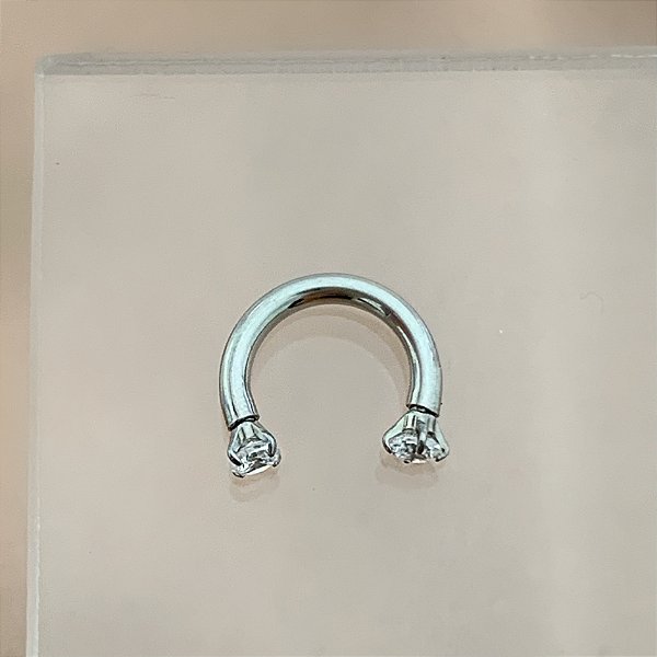 PIERCING FERRADURA ZIRCÔNIAS 6MM HASTE AÇO 316L FOLHEADO A RÓDIO SEMIJOIA PARA ATUALIZAÇÃO⭐️