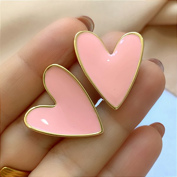 BRINCO CORAÇÃO ASSIMÉTRICO ESMALTADO G2 BIJU