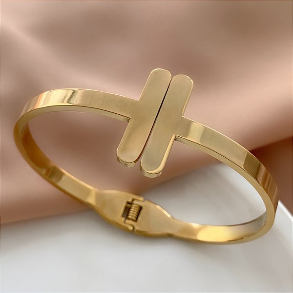 PULSEIRA FIOS ENCONTRADOS DOURADO AÇO 316L⭐️