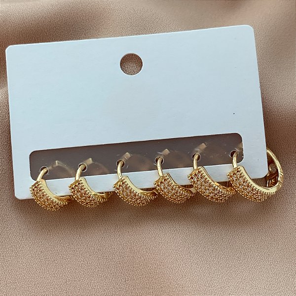 BRINCO KIT ARGOLINHAS ZIRCÔNIAS SABRINA BIJU