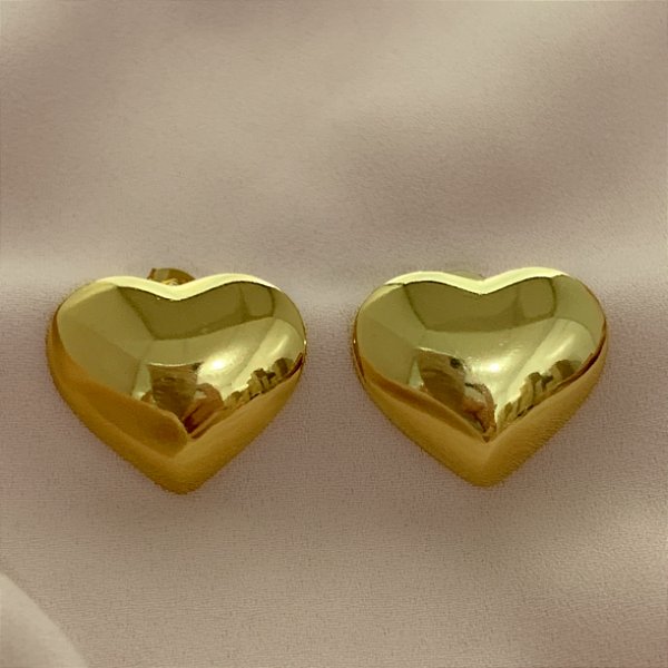 BRINCO CORAÇÃO LISO DOURADO AÇO 316L⭐️