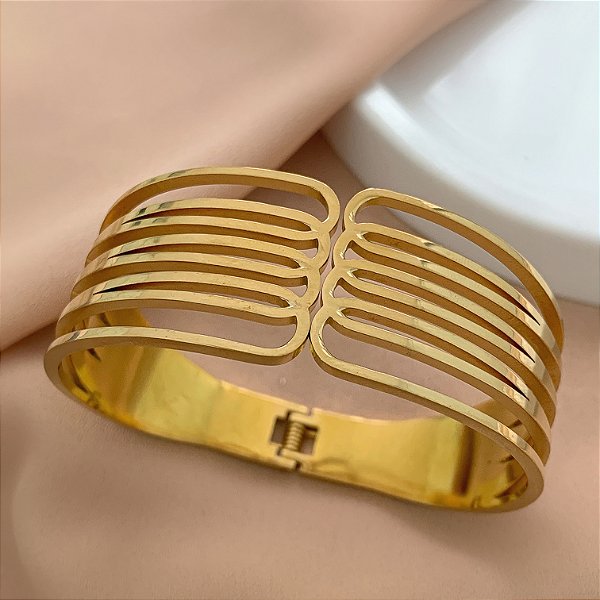 BRACELETE FIOS ENCONTRADOS DOURADO AÇO 316L PREMIUM⭐️