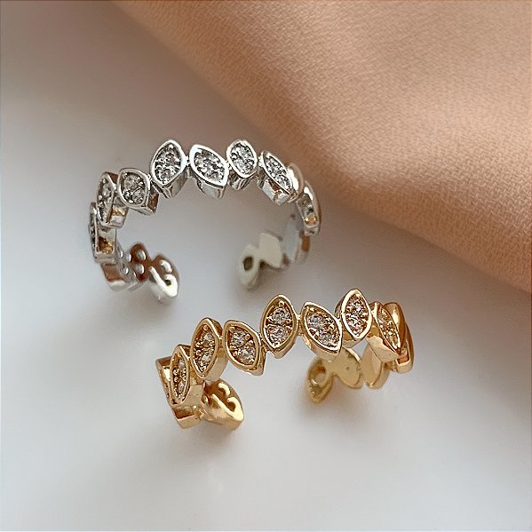 PIERCING FAKE MINI FOLHAS DELICADO ZIRCÔNIAS BIJU