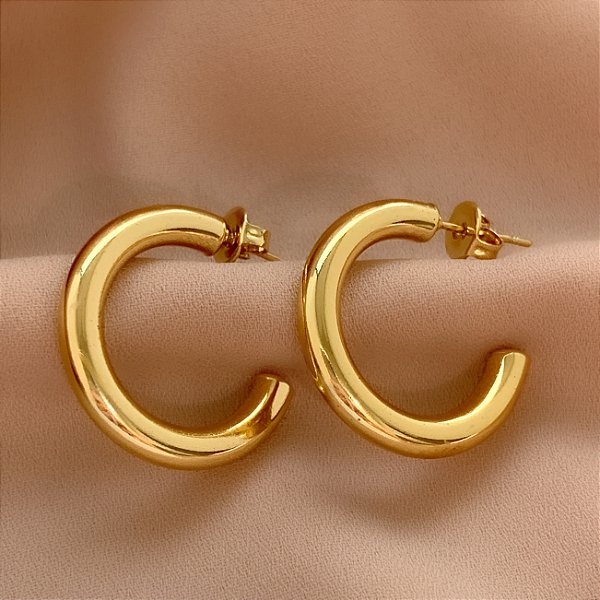 BRINCO ARGOLA TUBO P FINA DOURADO AÇO 316L PREMIUM⭐️