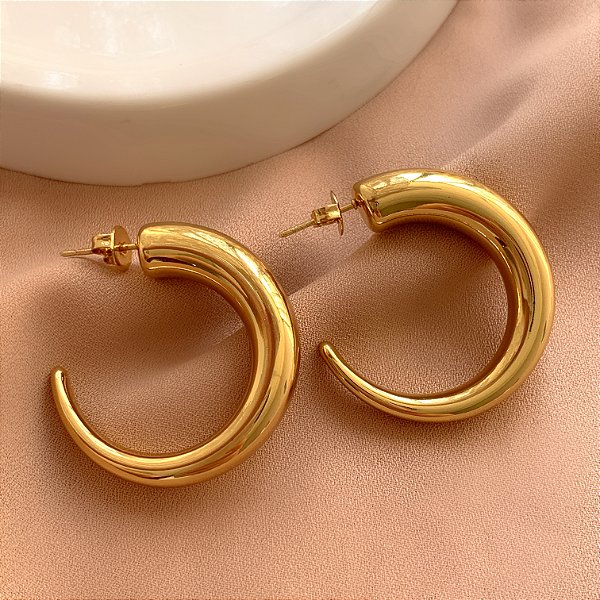 BRINCO ARGOLA FIO AFUNILADO M DOURADO AÇO 316L PREMIUM⭐️