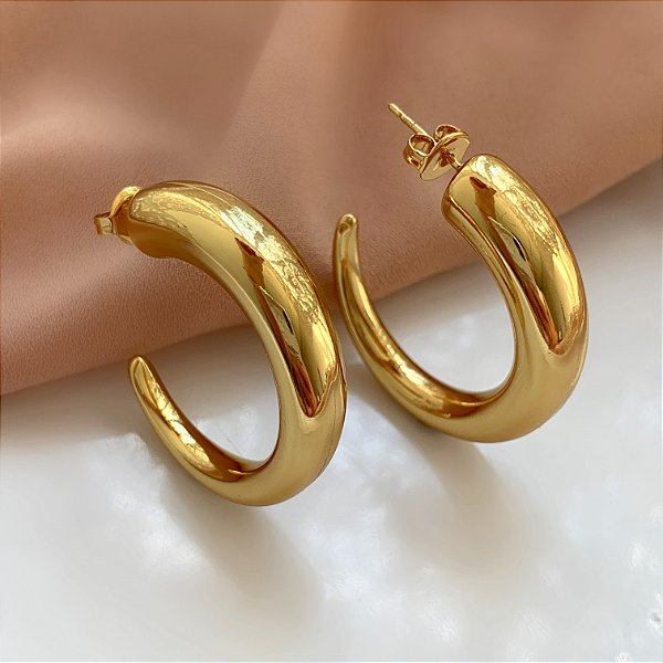 BRINCO ARGOLA FIO AFUNILADO M DOURADO AÇO 316L⭐️