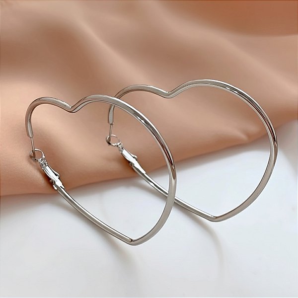 BRINCO ARGOLA CORAÇÃO G FECHO ENCAIXE AÇO 316L⭐️