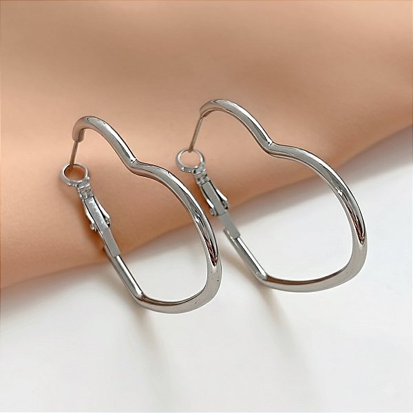 BRINCO ARGOLA CORAÇÃO M FECHO ENCAIXE AÇO 316L⭐️