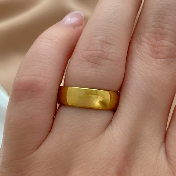ANEL ALIANÇA GROSSA DOURADO AÇO 316L⭐️