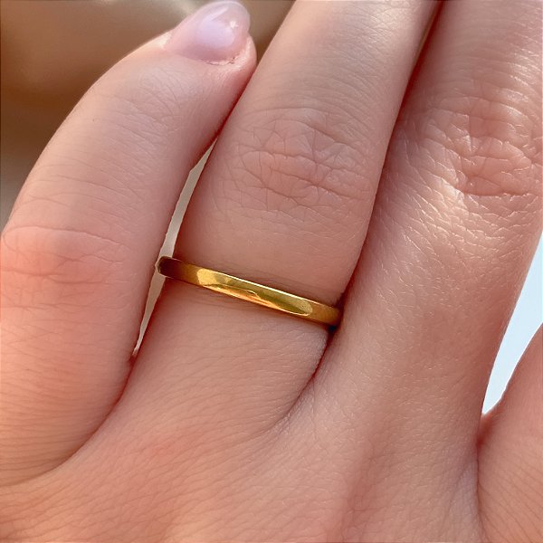 ANEL ALIANÇA FINA DOURADO AÇO 316L⭐️