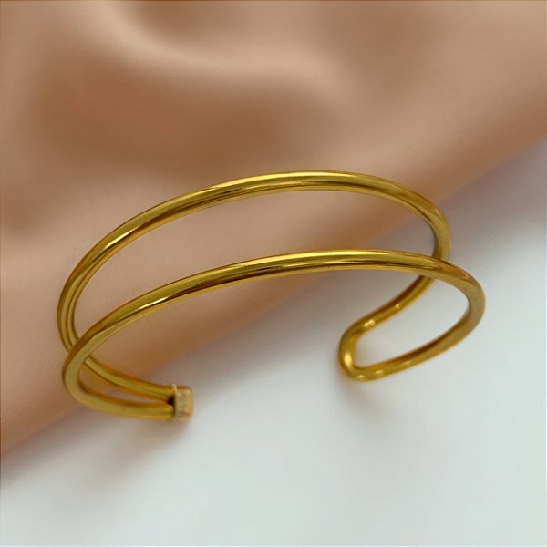 PULSEIRA INFANTIL ARO FIO DUPLO LISO FOLHEADO A OURO 18K⭐️