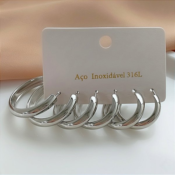 BRINCO KIT ARGOLAS CLÁSSICAS AÇO 316L⭐️